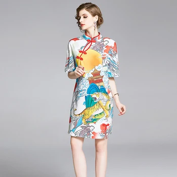 NRJ-6F-611-1-5526 Модное подиумное платье 2020, летнее женское винтажное платье с рукавом 3/4
