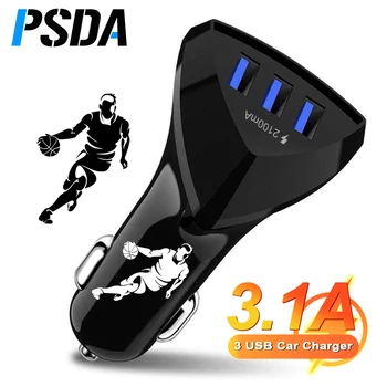 PSDA 3D UV 3USB 3.1A USB Автомобильное Зарядное Устройство USB Type C Быстрая Зарядка Для iPhone 14 13 Pro Huawei Xiaomi Samsung S22 Ultra Quick Charger