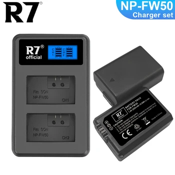 R7 2000 мАч NP-FW50 NP FW50 Батарея AKKU + ЖК-дисплей Двойное Зарядное устройство для Sony Alpha a3000 a5000 a5100 a7 7R a7R a7R II NEX-3 NEX-3N NEX-5