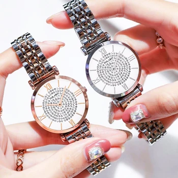 Relogio Feminino Nice Mode Frauen Edelstahl Armband Uhren Luxus Damen Kleid Diamant Quarzuhr Watch Damski