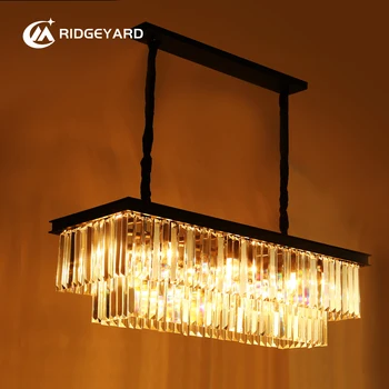 Ridgeyard Современная роскошная прямоугольная хрустальная люстра Raindrop K9 с подвесным потолочным светильником в стиле Водопадных капель