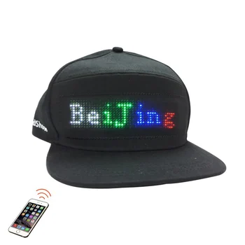 USB-зарядка, управление приложением, прокрутка сообщения, светодиодный дисплей, рекламная крышка, Gorras, светодиодное сообщение, 7-панельная шляпа Snapback
