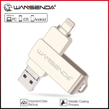 WANSENDA USB 3.0 Флэш-накопитель 128 ГБ OTG Флэш-диск 32 ГБ 64 ГБ Флешка 3-В-1 microUSB-Накопитель для iPhone / iPad / Android / Планшетных ПК