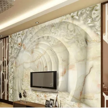 wellyu Заказные крупномасштабные фрески с трехмерным рисунком из мрамора с нефритовым тиснением, обои на фоне дивана для телевизора