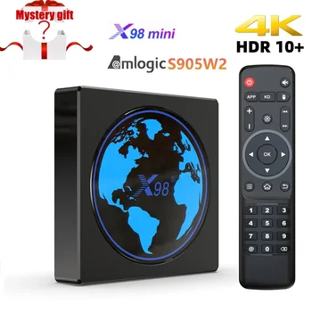 X98 Mini Smart TV Box Android 11 Amlogic S905W2 Core 2,4 G/5G Двойной Wifi 4K 2 /4G 16/32/64G Телеприставка С поддержкой медиаплеера AV1