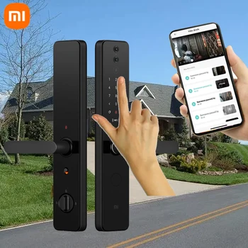 Xiaomi Mijia Smart Door Lock Pro с паролем по отпечатку пальца, разблокировкой по NFC, обнаружением сигнализации камерой 1080P, работает с HomeKit и приложением Mi Home
