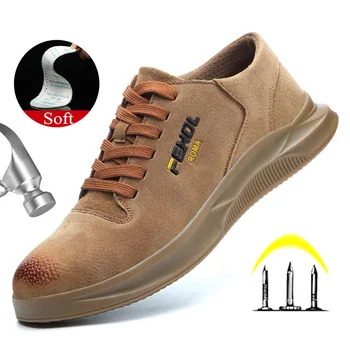 Yadibeiba, Дышащая рабочая обувь для мужчин, противоскользящая кожаная обувь, Защитная рабочая обувь, ботинки промышленной безопасности.