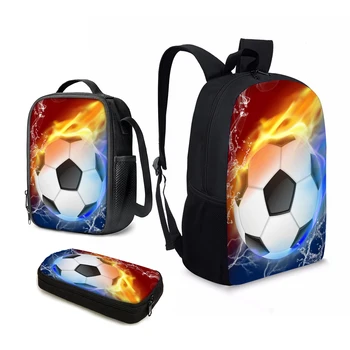 YIKELUO 3D Футбольный дизайн, школьная сумка для подростков, Крутая футбольная сумка для ноутбука, 3 шт., подарки для детей в школу по индивидуальному заказу