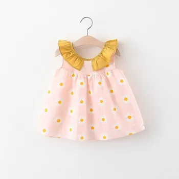 ZWF2112 Летнее платье для маленьких девочек без рукавов, детские платья с милым принтом, хлопковая детская праздничная одежда, модная одежда для маленьких девочек