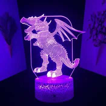 Акриловая лампа с драконом для классного подарка на День рождения, украшение спальни, настольная лампа с драконом, 3D светодиодный ночник, аниме Челночный корабль