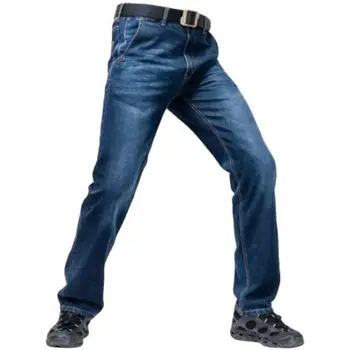Армейские джинсы-карго, мужские повседневные городские военные тактические синие джинсы, мужские сверхпрочные рабочие брюки SWAT из ткани CORDURA