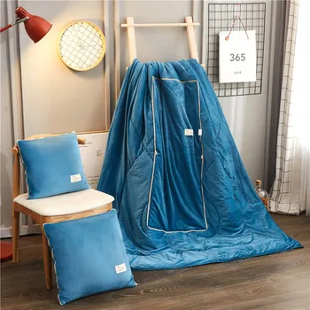 Бархатная подушка-одеяло 2 В 1 Автомобильный диван Поясничная подушка Одеяло для кондиционирования воздуха Складное лоскутное одеяло Одеяла Постельное белье