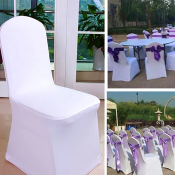 Белый чехол для стула для свадебной вечеринки в отеле, эластичный чехол из спандекса для ресторана, банкета, ужина, Универсальный чехол для стула