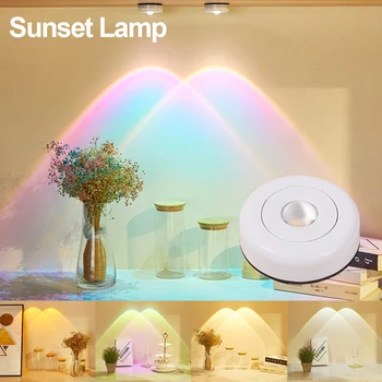 Беспроводной светильник Sunset, ночник, проектор, украшение дома, настенный светильник, светодиодные светильники для комнаты, кухонного шкафа, буфета, спальни