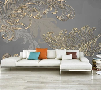 большая фреска wellyu на заказ, ручная роспись, перо, линии с золотым тиснением в скандинавском стиле, фоновые обои для гостиной