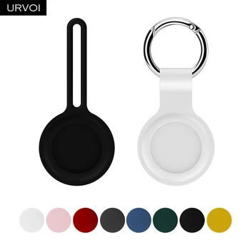 Брелок URVOI для Apple AirTag, защитный чехол для отслеживания местоположения, силиконовый чехол с кольцом из нержавеющей стали, надежный держатель