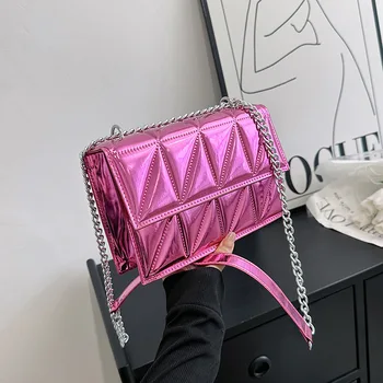 Брендовая дизайнерская стеганая женская сумка на цепочке в клетку, модная сумка через плечо, маленькая сумочка с клапаном, тренд 2023 года