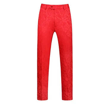 Брендовые Мужские жаккардовые костюмные брюки, классические красные деловые нарядные брюки для свадебной вечеринки, большой размер 6XL