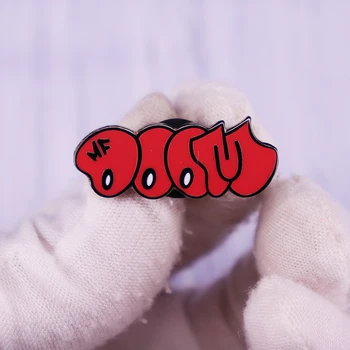 Брошь-булавка с красной пузырьковой эмалью MF Doom, значок в стиле хип-хоп 90-х, модные ювелирные украшения