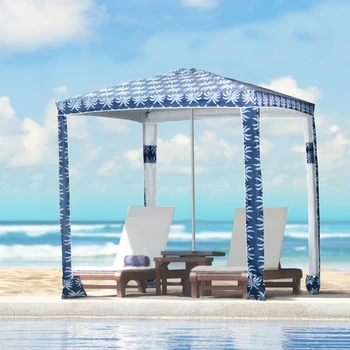 Быстрый Зонт для пляжного домика с навесом, 6,5-дюймовое Простое в сборке Укрытие от Солнца с мешками с песком и сумкой для переноски, Голубая Кокосовая Пальма