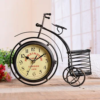 Велосипедные настенные часы из кованого железа в европейском стиле, украшение для дома, настольные часы без звука, декоративные часы из кованого железа