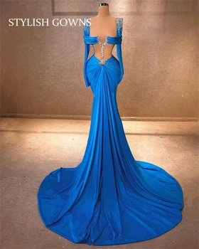 Вечернее платье с квадратным вырезом цвета Голубого озера, Роскошное Расшитое бисером и кристаллами, Элегантные платья для вечеринки по случаю Дня рождения в арабском стиле, платья для женщин, Свадебная вечеринка