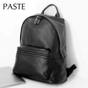 Винтажный деловой мужской рюкзак из 100% натуральной кожи, черный большой рюкзак для ноутбука, дорожный рюкзак из воловьей кожи, мужская школьная сумка для колледжа
