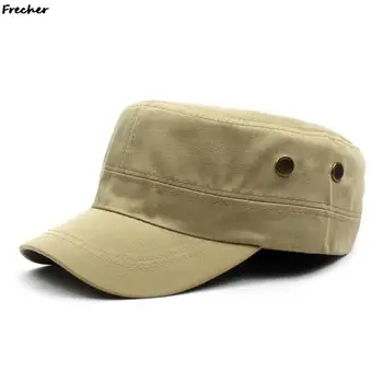 Военные шляпы с металлическими пуговицами, Летняя Осенняя повседневная кадетская шляпа, кепки из промытого хлопка с плоским верхом, ретро армейская кепка, мужская уличная кепка с козырьком