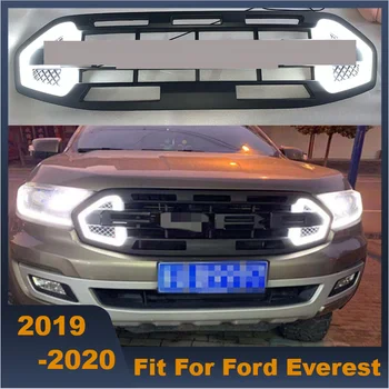 Высококачественная передняя средняя решетка из ABS, гоночные решетки, решетка переднего бампера со светодиодными фонарями для Ford Everest 2019