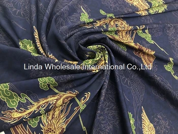Высококачественная шелковая ткань с синим низом, шелковая ткань с рисунком феникса, швейные принадлежности, 138 см * 50 см/шт