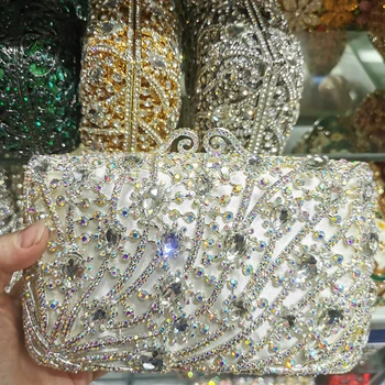 Высококачественный Серебряный Свадебный клатч для новобрачных Мода 2022 AB Сумки для вечеринок со стразами Женские вечерние сумки с бриллиантами
