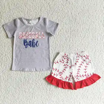 Горячие товары Бутик Летних детских бейсбольных комплектов для малышей Бутик Детской одежды Костюм Оптом Для девочек