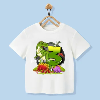 Детская футболка с цифровым динозавром, одинаковые топы для мальчиков и девочек, футболки, детская одежда с короткими рукавами