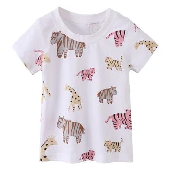 Детские футболки с принтом животных, модная детская одежда, летние футболки для мальчиков и девочек, топы, детские рубашки