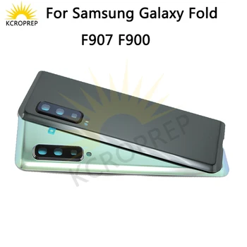 Для Samsung Galaxy Fold 4G 5G F900F Задняя крышка Батарейного Отсека, Дверца Стеклянного корпуса с Объективом камеры F900U -F907F, SM-F907B F9007