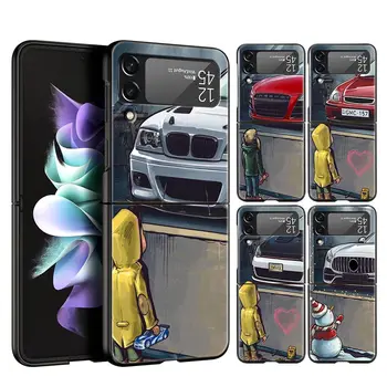 Для Samsung Galaxy Z Flip 3 4 5G Жесткий Черный Складной Чехол Для ПК Для Телефона Boy See Sports Car Jdm Drift Для Samsung Z Flip3 Cover Shell