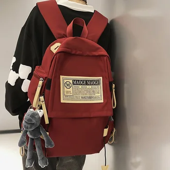 Женская Мужская Красная нейлоновая школьная сумка для крутых мальчиков и девочек Водонепроницаемая дорожная сумка для книг Мужская Женская Сумка для ноутбука для отдыха Рюкзак для колледжа Мода