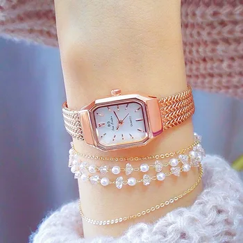 Женские наручные часы Платье Золотые часы Часы с кристаллами и бриллиантами Серебряные часы из нержавеющей стали Montre Femme Женские часы-браслет