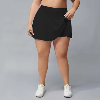 Женские шорты больших размеров, модные летние теннисные юбки с высокой талией, плиссированная юбка для гольфа с карманом, женское короткое платье