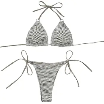 Женский купальник, 1 комплект, Стильное дышащее нейлоновое женское бикини с ремешками, пляжные аксессуары
