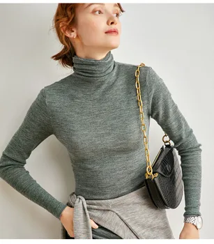 женский свитер из ультратонкой шерсти с высоким воротом naizaiga, ультратонкая яркая шелковая трикотажная нижняя рубашка DGYS5