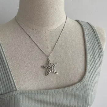 Женское ожерелье со спиральной подвеской в виде морской звезды в форме цветка в стиле бохо, винтажные готические ожерелья со змеиной цепочкой Y2K 2023, модные ювелирные изделия