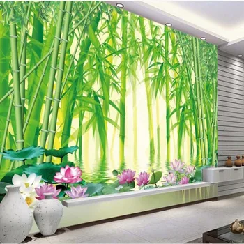 Заказная большая фреска wellyu бросается в глаза на фоне зеленых бамбуковых обоев бумажные обои для стен 3 d
