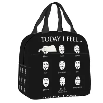 Изготовленная на заказ сумка для ланча в стиле фан-арта V For Vendetta, женские теплые ланч-боксы с изоляцией-охладителем для учащихся школы