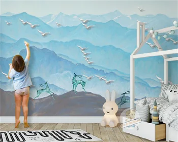 Изготовленные на заказ обои современная трехмерная картина маслом рельефный лось птица фон детской комнаты украшение стен живопись фреска