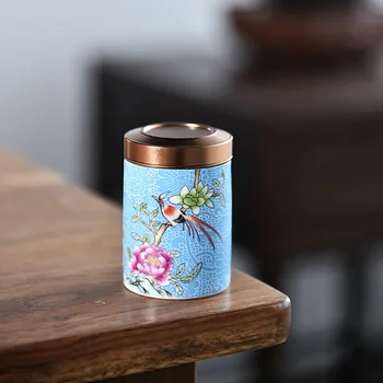 Керамическая коробка-органайзер для чая цвета эмали, Влагостойкая герметичная подставка для чая, Круглая банка для хранения кофейных конфет, Бак для кухонных приправ