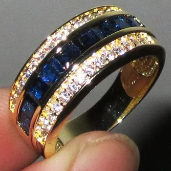 Кольца с синим кристаллом, кольца с белым кубическим цирконием, трехслойные кольца, европейские модные украшения для вечеринок