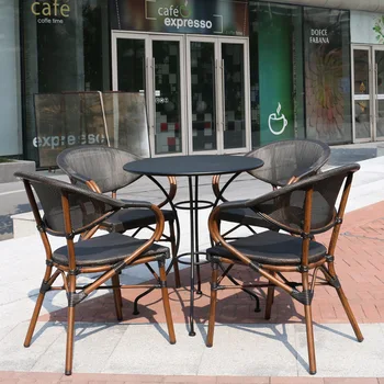 Комбинация стола и стула на открытом воздухе, внутренний двор, балкон, сад, кресло из ротанга для отдыха, стол и стул для кафе
