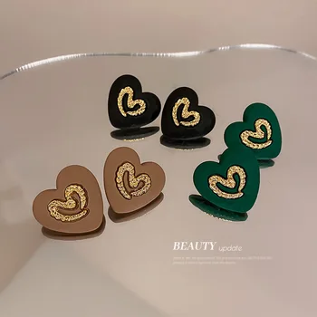 Корейские Новые Винтажные серьги-гвоздики Love Heart Для женщин, Темпераментные серьги в стиле ретро, украшения для вечеринок для девочек, подарки для вечеринок