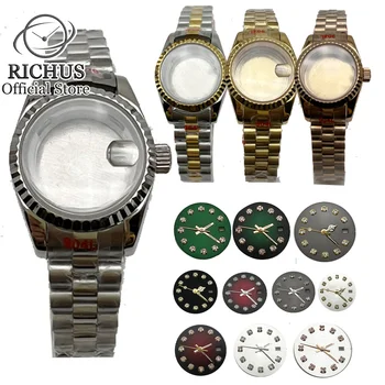 корпус часов из серебра и розового золота 26 мм, сапфировое стекло, серебристый, черный, зеленый циферблат, подходит для механизма NH05 NH06